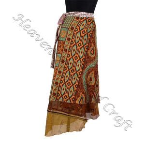 New Sari Silk Multi Wear Wrap <b>Skirts</b> <b>Reversible</b> Long Silk Wrap <b>Skirt</b> Indian Long Silk Rapron for Girls Manufacturer Wholesaler - Product Image 5
