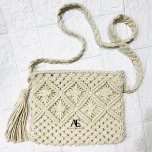 Bolsos de paja de playa de verano, bolso de mano bohemio personalizado para mujer, bolso de hombro de macramé, bolso de playa de hierba marina - Product Image 1