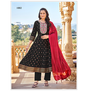 Wholesale Best Quality Anarkali Rayon Gown Set with Embroidery Sequence Work <b>for</b> Girls Special Events and Family Gatherings Use - Product Image 1