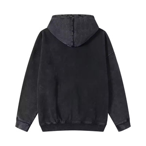 Sudadera con capucha de mezcla de algodón con logotipo personalizado Vintage marrón de gran tamaño con cremallera y hombros caídos forro polar pesado para invierno - Product Image 4