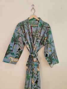 Batas de Algodón para Mujer, Estilo Kimono, para Safari en la Jungla, Chaqueta para el Té de la Mañana, Bata de Algodón para Damas de Honor, Bata de Verano, Bata de Baño, Regalo - Product Image 2