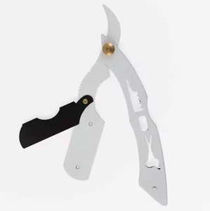 Rasoir manuel professionnel en acier inoxydable rasoir de sécurité à bord droit conception pliable jetable pour les soins personnels coupe-barbier - Product Image 1