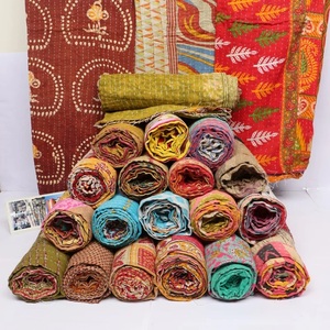 Cotton Floral Vintage bengali Gudary, For Bedroom, Indian Kantha <b>Quilt</b> <b>Throw</b>, Indian Cotton Kantha <b>Quilts</b>, Kantha Bedspre - Product Image 4