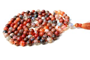 Cuentas Naturales de ágata de fuego, collar de meditación tibetano, piedra de cristal curativa - Product Image 6