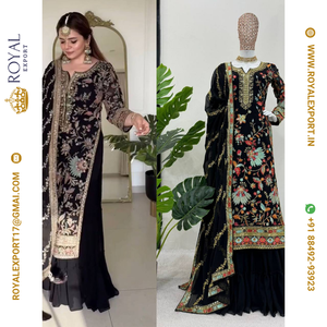 Nueva ropa tradicional india Faux Georgette con colección de trajes Sharara de trabajo de secuencia pesada - Product Image 3
