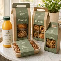 Boîtes d'emballage personnalisées pour brunch avec fenêtre, boîtes à collation en kraft et emballages cadeaux pour boulangeries, pour cafés