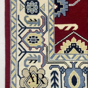 Alfombra con nudo hecha a mano, lana de alta calidad, Oushak, nuevo patrón abstracto bordado moderno, forro de trabajo para sala de estar y dormitorio - Product Image 1