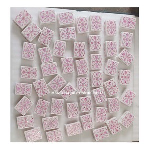 Boîtes à bijoux faites à la main en marbre blanc pur couleur rose Art floral incrustation de mère emballage en forme de rectangle pour boîte à bagues de cadeau - Product Image 1