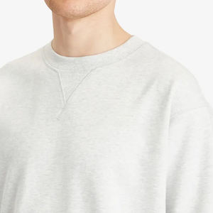 Sweat-shirt à col rond en tricot gris uni pour homme, fabrication sur mesure OEM, épaules tombantes - Product Image 5