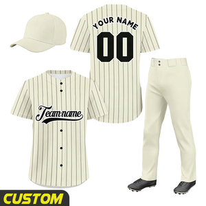 Wholesale Custom <b>Baseball</b> Uniform Mesh Quick Dry Sublimation Pinstripe Men's <b>Baseball</b> Jersey Pants <b>Cap</b> OEM <b>Baseball</b> Jersey - Product Image 1