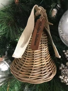 Christmas <b>Easter</b> Festival Holiday Decor Natural Rattan Hand-crafted Bell Noel Tree Hanging <b>Ornaments</b> and Wicker Gift - Product Image 4