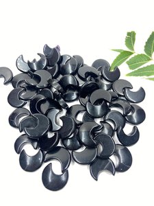 Nueva venta al por mayor negro obsidiana media luna cuarzo bolsillo Piedra Rosa Cuarzo ágata curación bola de cristal tallada a mano Hada Feng - Product Image 3