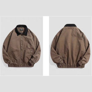 Streetwear grande taille à la mode veste en toile vintage délavée fermeture éclair personnalisée veste de travail en toile lourde pour hommes en coton et polyester - Product Image 6