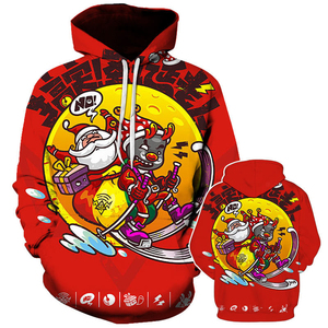 Santa Claus Feliz Navidad Heavy Fleece Unisex Hockey Sudadera con capucha con personalizado - Product Image 3