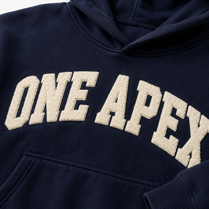 Sweat-shirt à capuche en molleton épais bleu marine surdimensionné avec broderie personnalisée en coton par ONEAPEX - Product Image 6