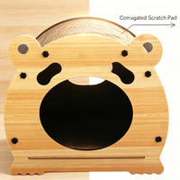 Maison pour chat en carton ondulé en forme d'ours mignon, nid de repos, griffoir interactif, planche à gratter pour chat