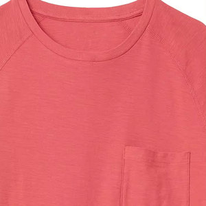 Camisetas de algodón suave de alta calidad con cuello redondo para hombre, transpirables, de gran tamaño, con bolsillo teñido liso, baratas, venta al por mayor, MOQ bajo, impresión Digital - Product Image 3