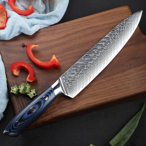Venta al por mayor personalizado de alta calidad OEM ODM servicio profesional japonés Damasco cocina Chef cuchillo ambidiestro acabado cepillado - Product Image 2
