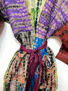 มัดย้อม, เสื้อคลุมกิโมโนสั้น, เสื้อคลุมผ้าไหมบริสุทธิ์, เสื้อคลุมผ้าไหมมัดย้อม, เสื้อคลุมผ้าไหมผู้หญิง, กิโมโนย้อมมือผูก, กิโมโนหลากสี - Product Image 2