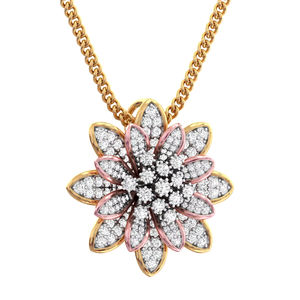 Conjunto de anillo de collar de girasol de oro rosa blanco, diamantes naturales cultivados en laboratorio, joyería de plata para bodas con regalo de moissanita - Product Image 1