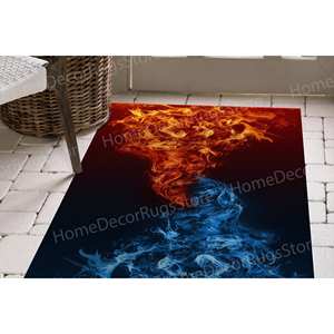 Alfombras Abstractas de Fuego y Hielo, Alfombra de Hielo y Calor, Alfombras Personalizadas, Alfombra Suave No Tejida - Product Image 5