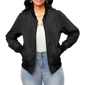 Blouson aviateur pour femme, nouveau style, prix de gros, bonne qualité, prix bas, uni, fermeture éclair, en vente - Product Image 5
