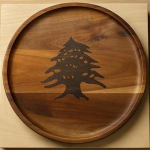Plateau rond en bois avec motif d'arbre, parfait pour le ramadan servant des bonbons à l'iftar, fruits secs et présentoir de table décoratif - Product Image 6