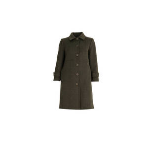 Abrigo tipo trench de cachemira y alpaca color caqui para mujer con epaulettes de leopardo - Product Image 1