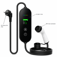 Chargeur EV portable HUANLIANDA série PR 3,5 kW, connecteur GB/T 16A, câble de 5 m, IP55, écran LCD couleur, 80-265 V, EVSE domestique, plug-and-play