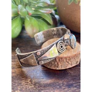 Alex Sanchez Golden Hill Turquoise <b>Sterling</b> <b>Silver</b> Fashion <b>Cuff</b> <b>Bracelet</b> - Product Image 2