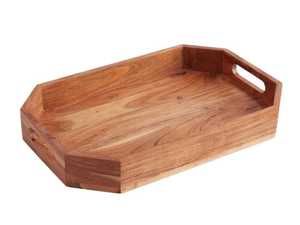 Bandeja de servicio rectangular de madera con acabado natural Plato de diseñador Perfecto para suministros de hotel y uso de mesa - Product Image 3
