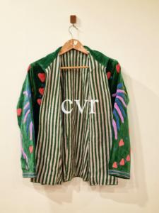 Chaqueta de Terciopelo Verde con Cuello Mandarín Bordado, Manga Larga, Estilo Bohemio, Estampado Floral, Ropa de Otoño para Adultos - Product Image 4