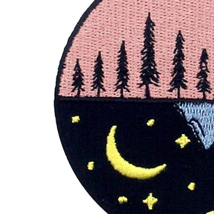 Parche Circular Termoadhesivo con Diseño Bordado de Montaña, Bosque, Atardecer, Luna y Estrellas, Decoración de Fieltro No Tejido para Regalo - Product Image 2