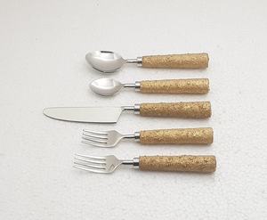 Cuillère à manger en bois naturel couverts ensemble de couverts Design de Table poignée en béton argenté ensemble de fromage ménager Mini cuillère en bois - Product Image 2