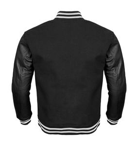 Custom Made Winter Varsity Jacket <b>White</b> <b>Wool</b> Sleeves Black Body Waterproof Vintage Canvas Letterman 2026 - Product Image 4