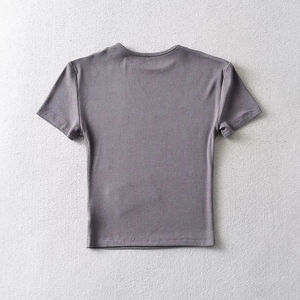 T-Shirts femme 2023 été O cou blanc t-shirt à manches courtes femmes teint uni Simple o cou t-shirt recadrée t-shirt - Product Image 4