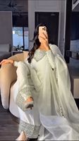 Vêtements de fête d'hiver pour femmes en mousseline de soie Salwar Kameez costumes et robes de style ethnique indien et pakistanais