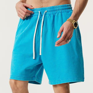 กางเกงขาสั้นผ้าฝ้ายฟอกสี100% สำหรับผู้ชายกางเกงขาสั้นสไตล์วินเทจทรงหลวมพิมพ์โลโก้ตามสั่ง - Product Image 3