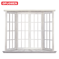 OPUOMEN European Bay Window Marco de aluminio blanco Barra de celosía francesa Ventana abatible con aislamiento térmico de doble acristalamiento para la venta