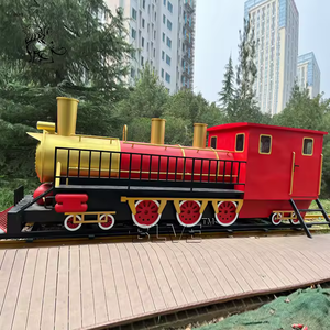 BLVE tamaño grande al aire libre parque decorativo Metal Arte Centro Comercial modelo estatua jardín rojo Acero inoxidable <span class=keywords><strong>tren</strong></span> escultura - Product Image 2