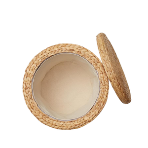 Tabouret de canapé de rangement tissé en jonc de mer naturel Tabouret de jardin rustique décor primitif comme table d'appoint de café ou accessoire décoratif - Product Image 6