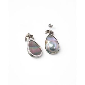 Natural Mabe Pearl Earrings-Elegant Genuine Pearl Studs - Product Image 2