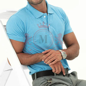 Stylish Daily Clothing Sky Blue Polo Shirt Comfortable Breathable Fabric <b>Classic</b> Fit Short Sleeve - Product Image 5