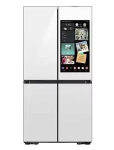Bespoke AI 4-Door Flex Refrigerator with a 32" Family Hub+ touchscreen in white glass - Product Image 3
