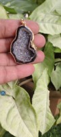Collar con Colgante de Cristal de Ágata Negra Druzy Natural al por Mayor, el Más Vendido, de Calidad Premium, con Geoda Tallada, Ideal para Regalo
