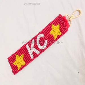 Porte-clés élégant multicolore personnalisé Porte-clés perlé personnalisé Porte-monnaie indien embelli à la main Sac transparent Porte-clés - Product Image 6