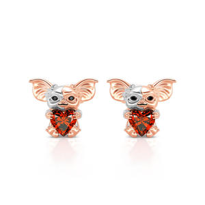 Boucles d'oreilles clous tendance en argent sterling Jeulia Hug Me Small Evil Monster Heart Cut - Product Image 1