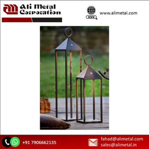 Ferme moderne fait à la main écologique en bois/métal lanterne décorative bougeoir maison salon cheminée Patio Table - Product Image 4