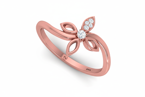 แหวนเพชรรักบานสะพรั่ง 4 แฉก ดีไซน์ดอกไม้ ทอง 14K สำหรับผู้หญิง - Product Image 3