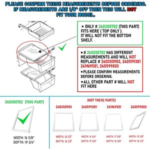 Tapa Superior para Bandeja de Verduras Frigidaire Compatible con 240350702, Nueva, de Plástico, para Refrigerador Doméstico - Product Image 4